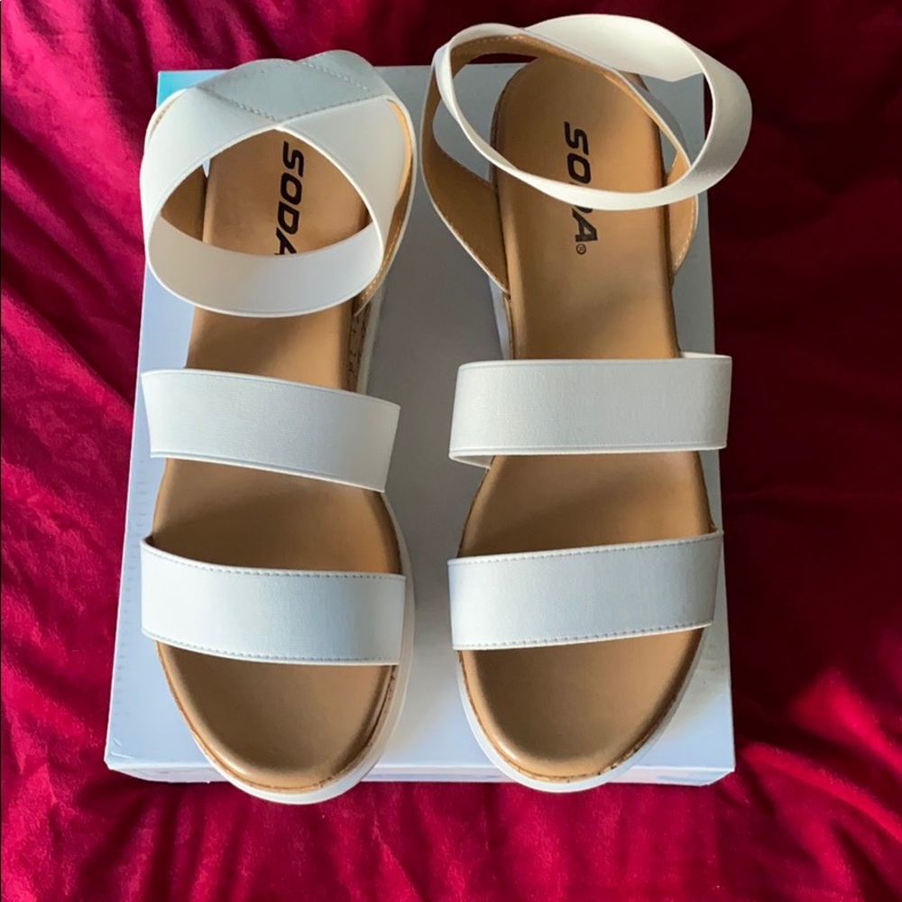 Platform white sandals